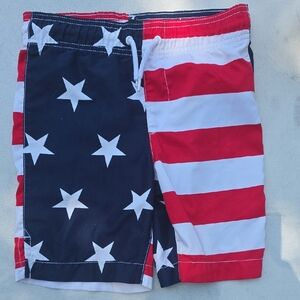 Place Sport Red and White Patriotic Swim Shorts - Small